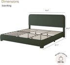 BarnFurin King Size Boucle Bed Frame and Headboard, Cloud Upholstered Platform Bed Frame, Soft Rounded Corners, No Box Spring Required, Non-Slip and Noise-Free, Easy Assembly, Green