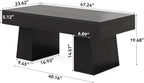 LITTLE TREE Farmhouse Coffee Table, 47 Inches Wooden Rectangular Accent Center Tables with Thick Base, Modern Low Cocktail Tea Furniture for Living Room (Black)