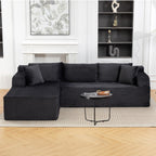 106” Cloud Modular Sectional Sofa with L-Shape Chaise and Deep Seat, Corduroy Memory Foam Boneless Compressed Couch for Living Room, No Assembly Required(Left Facing Chaise, Dark Grey)