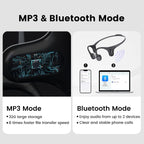 mojawa Run Plus Bone Conduction Headphones, Open-Ear Bluetooth Headphones, 32GB MP3 Player, IP68 Waterproof Swimming Earbuds, Deep Bass, Secure Fit for Running, Gym and Daily Use, Orange