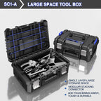 4 Tier Stackable Rolling Tool Box with Wheels | Modular Tool Organizer Box Storage System | Portable Tool Box with Drawers | Tough and Durable | For Garage Storage | Home Repairs | Professional Work