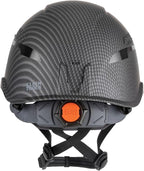 Klein Tools 60517 Safety Helmet, Vented Class C with Rechargeable Lamp and Chin Strap, Premium KARBN Pattern, Adjustable Vents