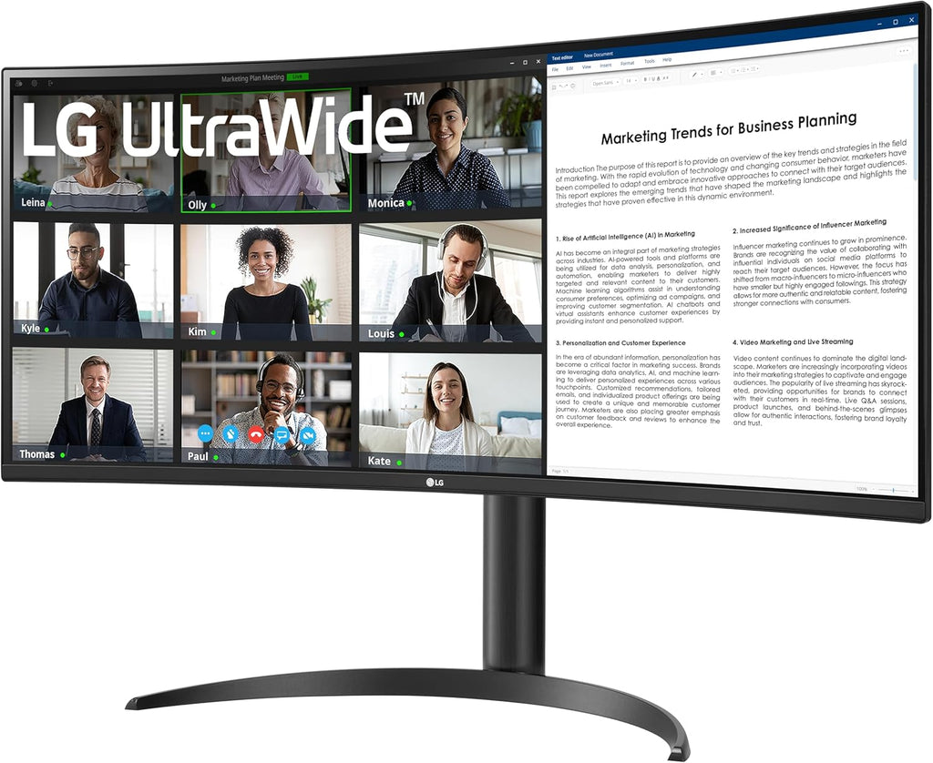 LG 34WR55QK-B 34-inch UltraWide WQHD (3440 x 1440) Curved Computer Monitor  100Hz  5ms  HDR10  Reader Mode  HDMI  DisplayPort  USB Type-C  Tilt/Height Adjustable Stand  Black