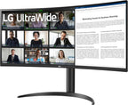 LG 34WR55QK-B 34-inch UltraWide WQHD (3440 x 1440) Curved Computer Monitor  100Hz  5ms  HDR10  Reader Mode  HDMI  DisplayPort  USB Type-C  Tilt/Height Adjustable Stand  Black