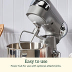 Cuisinart Stand Mixer, 12 Speeds, 5.5-Quart Mixing Bowl, Chef's Whisk, Flat Mixing Paddle, Dough Hook, and Splash Guard with Pour Spout, Silver Lining, SM-50BCNAS, Silver Lining