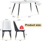 Dining Room Table Set for 6, Dinner Table Set for 6, Sintered Stone Kitchen Table Top and Modern Chairs Set of 6 for Kitchen Dining Room