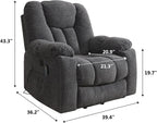 CANMOV Power Lift Recliner Chair with Massage and Heat for Elderly, Overstuffed Wide Recliners, Heavy Duty and Safety Motion Reclining Mechanism with USB Ports, 2 Concealed Cup Holders, Smoke Gray