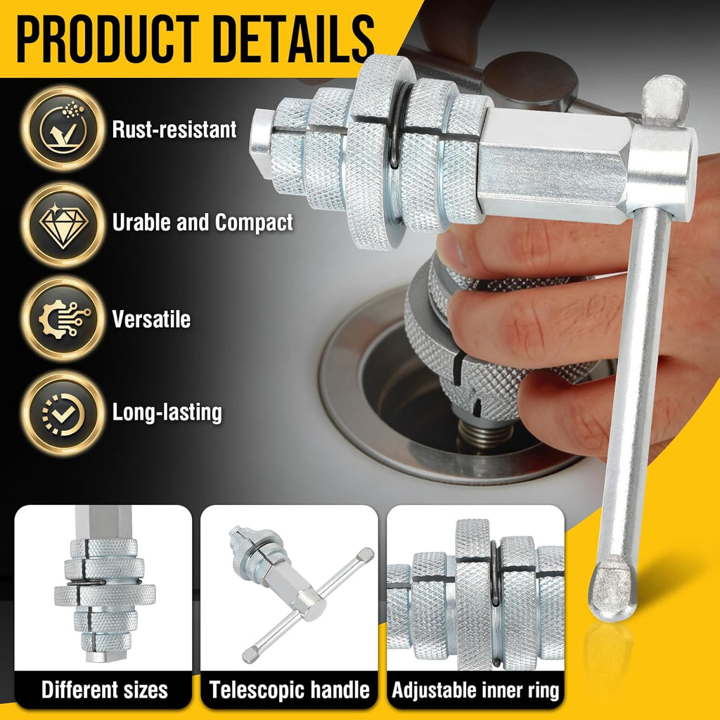 31405 Internal Wrench,Tub Drain Removal Tool,Compatible with 4-1/2" Internal Pipe Wrench for Model 342.Ideal for Securing or Removing Basins, Sink Strainers, Bathtubs,Silver