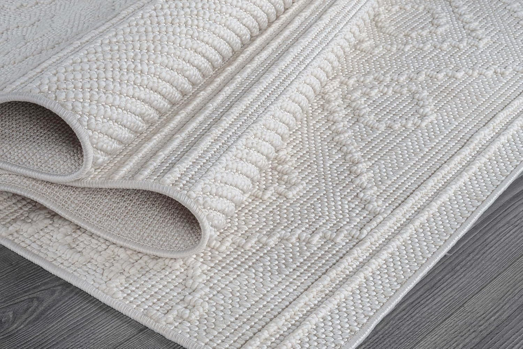 Beverly Rug Micro Loop Large Area Rug White 9x12 Modern Luxury Boho Geometric Durable Indoor Area Rugs for Living Dining Room Office Stain Resistant Non Shedding Casual Indoor Carpet White 9 x 12