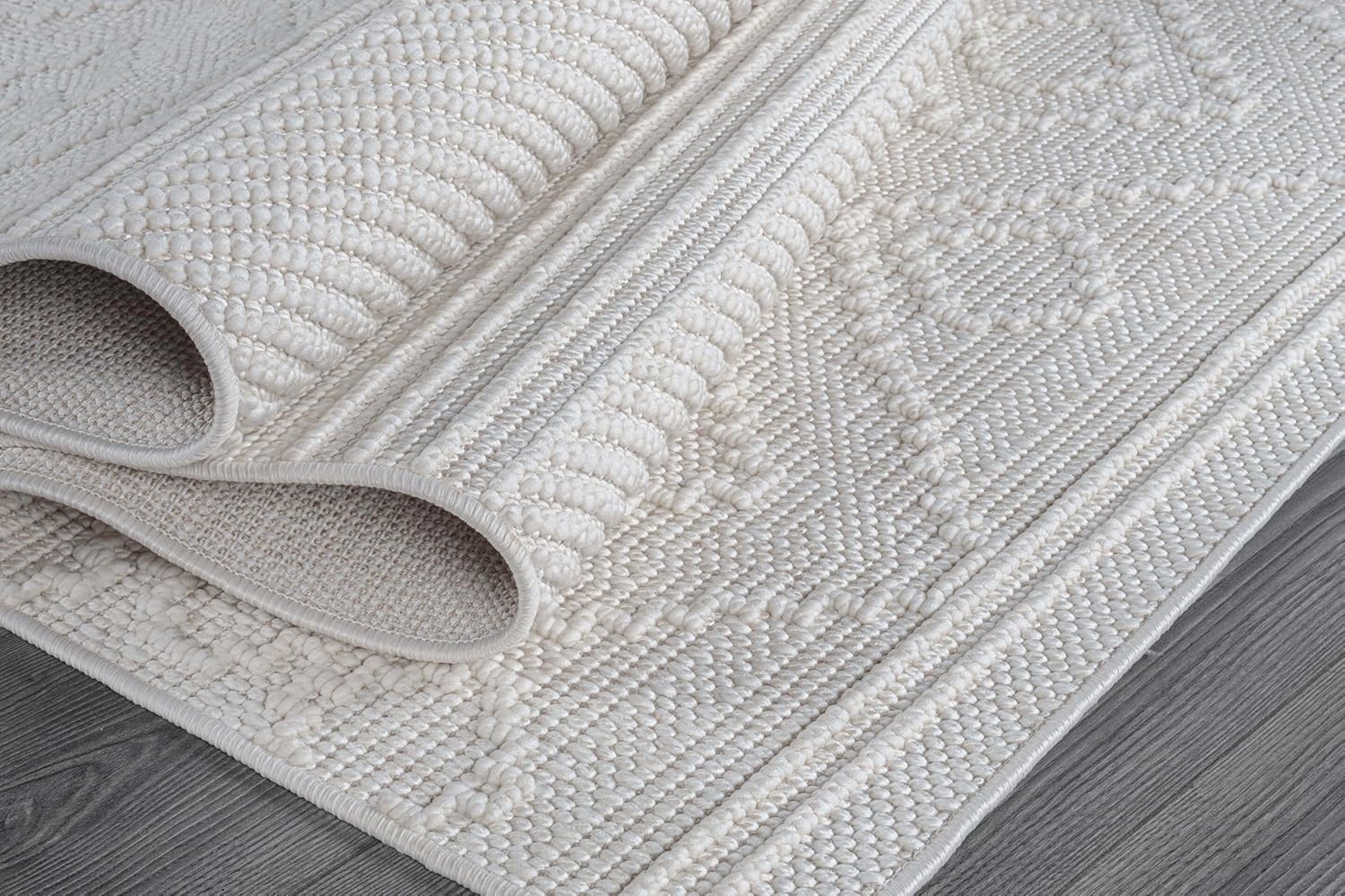 Beverly Rug Micro Loop Large Area Rug White 9x12 Modern Luxury Boho Geometric Durable Indoor Area Rugs for Living Dining Room Office Stain Resistant Non Shedding Casual Indoor Carpet White 9 x 12
