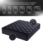 Premium 12 Inch King Mattress - Black Diamond Quilted, Individual Pocket Spring & Memory Foam Top, Cooling & Pressure Relief, Bed in a Box