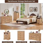 Farmhouse 7 Drawer Dresser for Bedroom,57" Wide Wood Rustic Chest of Drawers,Farmhouse Chest of Drawers for Bedroom,Wood Drawer Organizer for Bedroom,Hallway,Natural