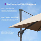 PURPLE LEAF 10' X 13' Cantilever Outdoor Umbrellas Large Patio Umbrella Hanging Double Top Rectangle Offset Umbrella with 360°Rotation Tilting Umbrella Outdoor Patio Taupe