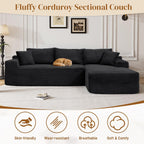 95" Boneless Cloud Sectional Couches for Living Room, Comfy Fluffy L Shaped Deep Seat Memory Foam Boneless Couch, Modular Sectional Sofas with Right Facing Chaise, Black