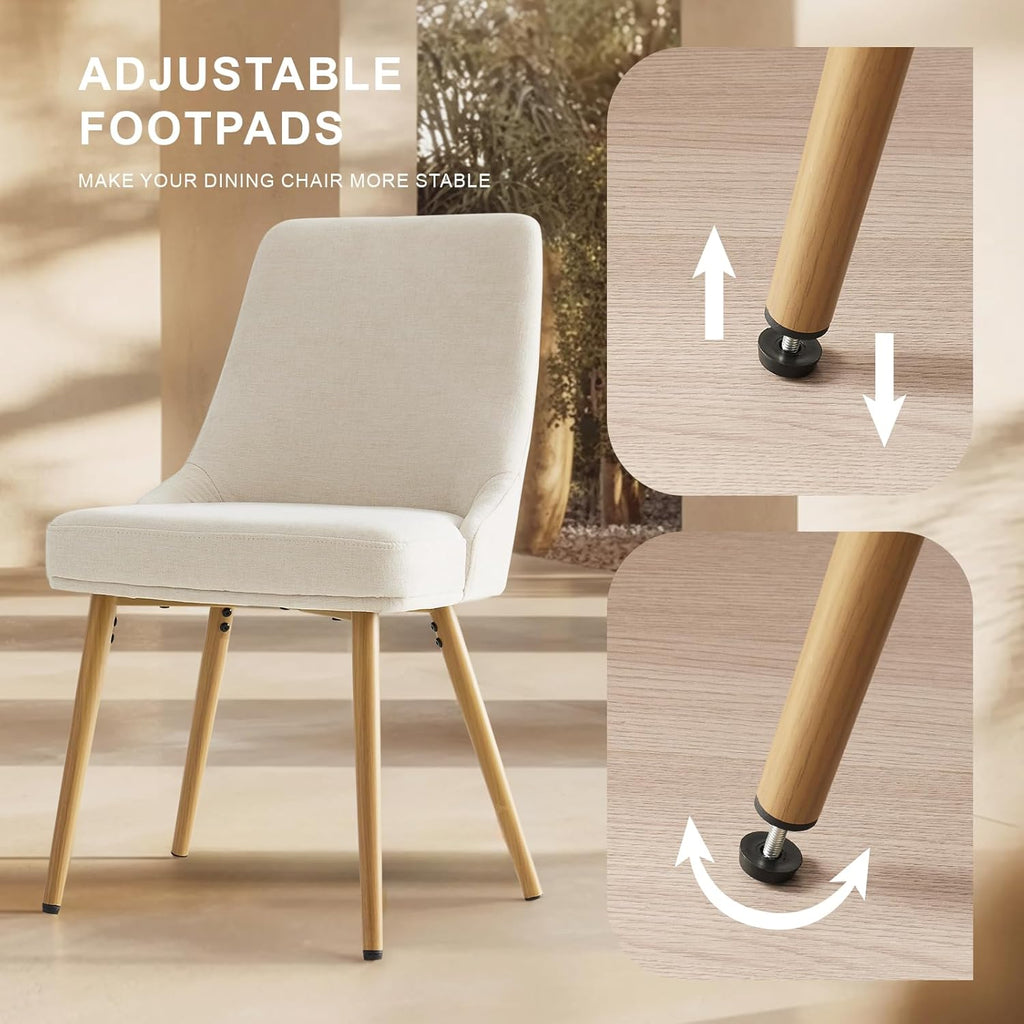 Modern Upholstered Dining Chairs Set of 4 with Thick Seat Cushion and Curved Back, Fabric Farmhouse Dinner Chair for Kitchen, Dining Room,Cafe (Fabric - Beige, Set of 4)