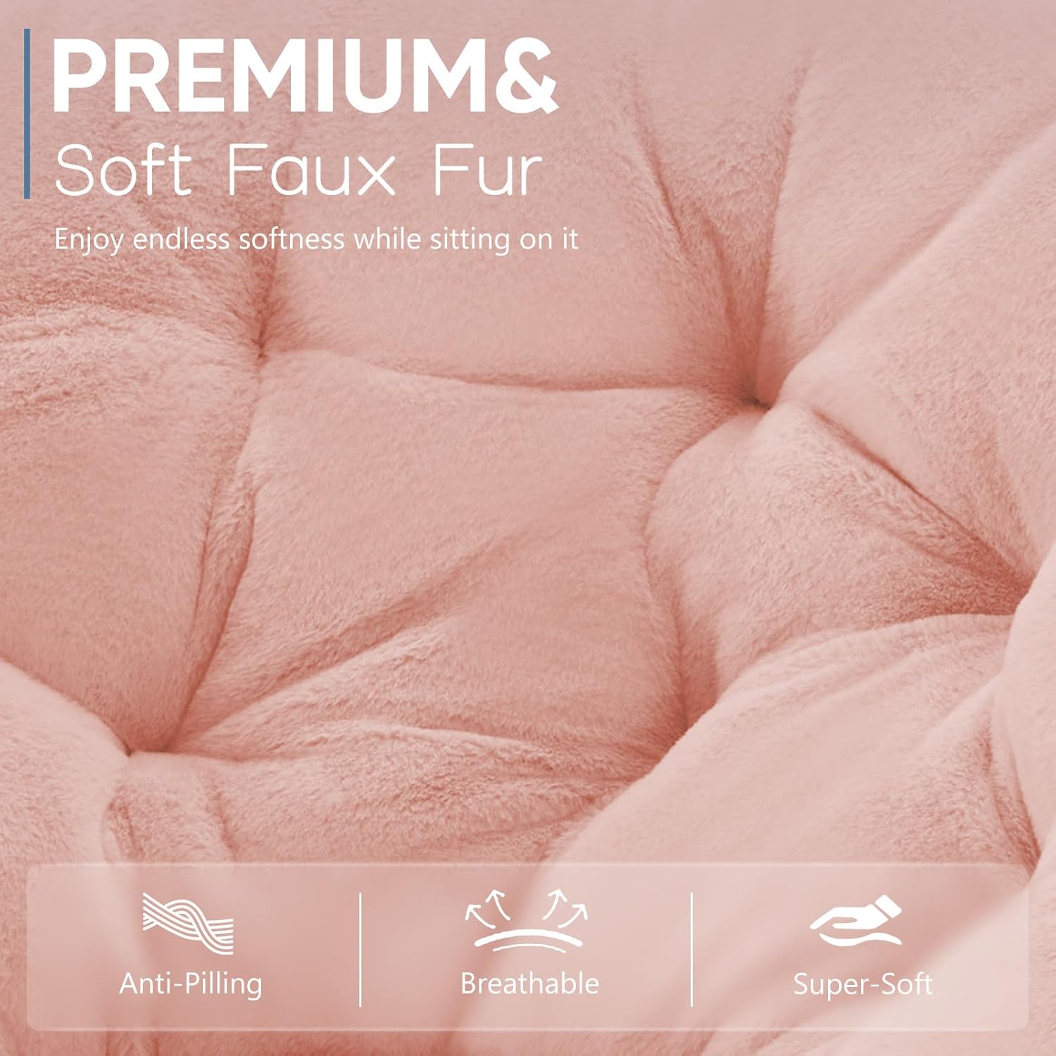 DUMOS Comfy Saucer Chair,Faux Fur Lounge Seasting XL Circle Chair for Bedroom, Dorm & Gaming, Foldable Fashion Accent Seat for Small Spaces, Folding Moon/Mushroom/Round Oversized Style,Hot Pink