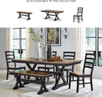 Signature Design by Ashley Wildenauer Farmhouse Dining Extension Table, Dark Brown & Black