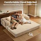 ovios 81" Folding Sofa Bed, Foldable Sleeper Boneless Couch with Pull Out Beds, Modular Convertible Floor Futon Loveseat Lounger for Living Room (Corduroy, Beige)