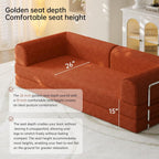 79” Convertible Sofa Bed, 35D High-Density Foam&Corduroy Fabric Sleeper Couch Bed, Fixed-Shape Frame & Removable Armrests,Modular Folding Small Loveseat Futo, Sectional Funto Couch for Small Spaces
