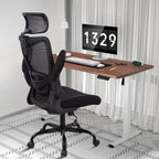 CLATINA Heavy Duty Ergonomic Mesh Office Chair 400LBS, Big and Tall Desk Chair with Adjustable Lumbar Support & Headrest, Flip Up Padded Arms, High Back Computer Chair for Home Office, Black, 8 Pack