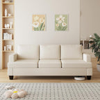 Furnimart 85 inch Deep Seat Sofa, Modern 3 Seater Couch, Beige Linen Sofa, Comfy Cloud Couch for Living Room, Cozy Fluffy Sofas with Removable Sofa Cover, Small Couches for Small Spaces