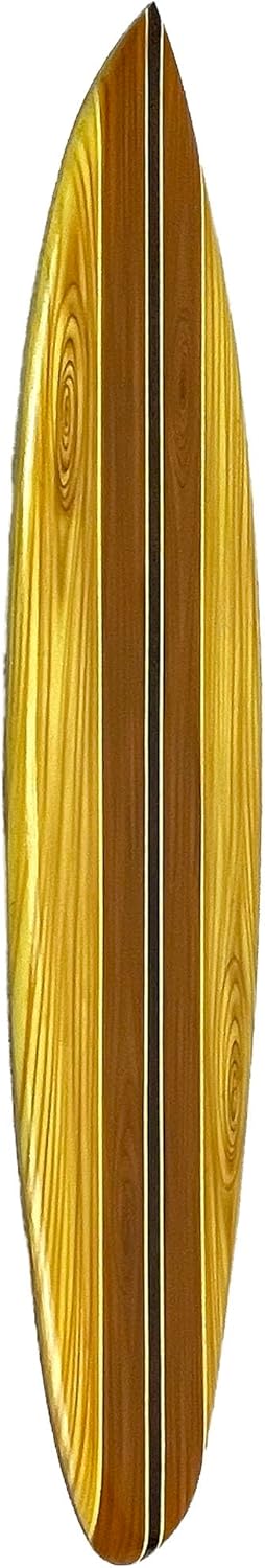 Zeckos Set of 2 Hand Carved Wooden Striped Surfboard Wall Decor Hangings - 39 Inches Long - Easy to Hang - Coastal Vibes, Bringing Beachside Serenity to Your Home