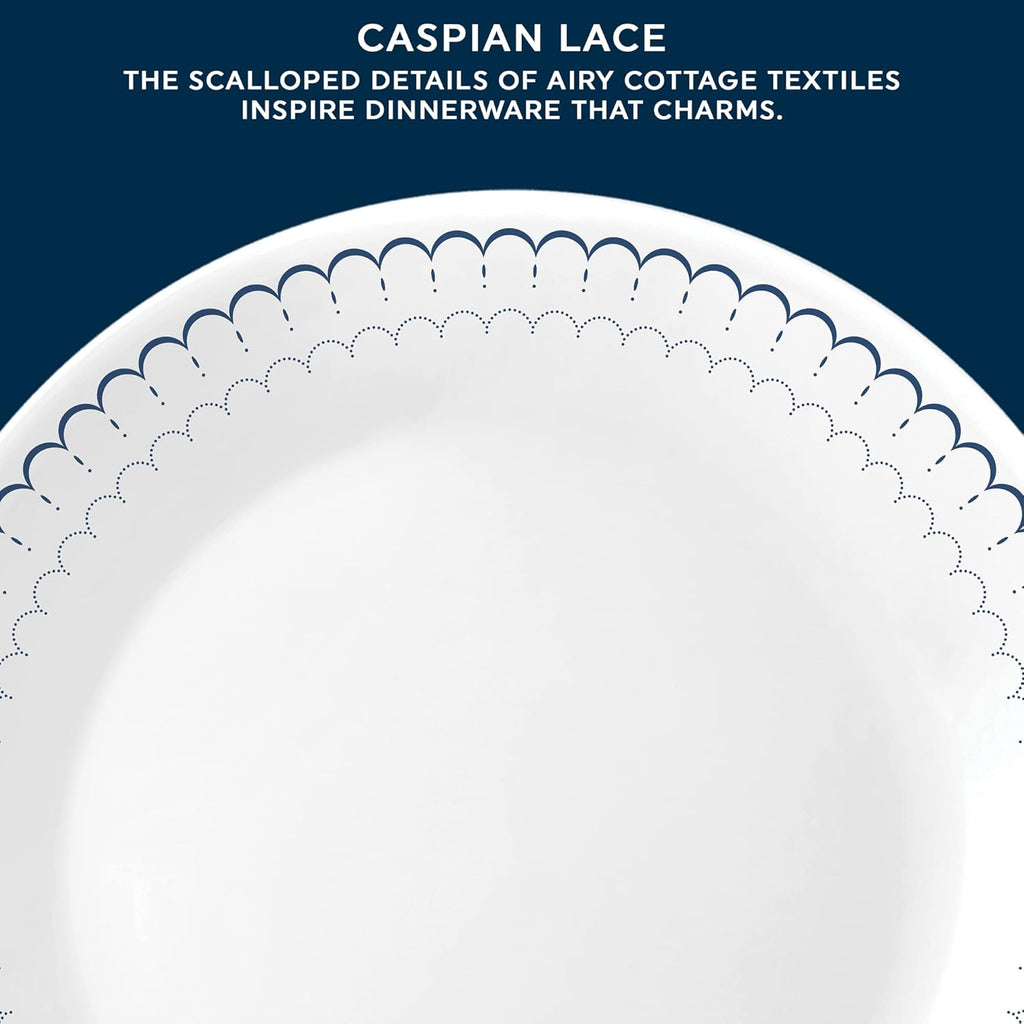 Corelle 18-Piece Dinnerware Set Service for 6, Lightweight Round Plates and Bowls Set, Vitrelle Triple Layer Glass, Chip Resistant, Microwave and Dishwasher Safe, Caspian