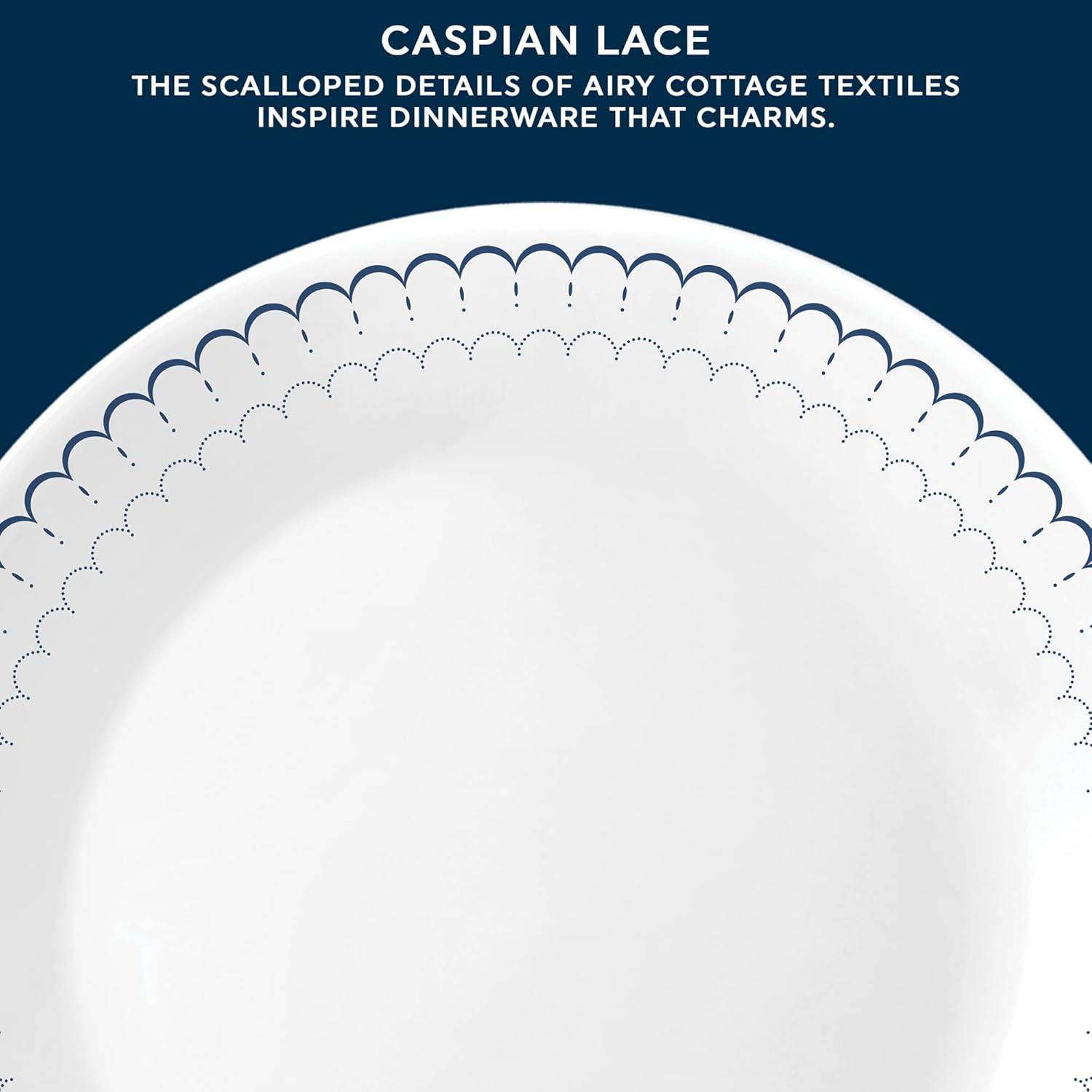 Corelle 18-Piece Dinnerware Set Service for 6, Lightweight Round Plates and Bowls Set, Vitrelle Triple Layer Glass, Chip Resistant, Microwave and Dishwasher Safe, Caspian