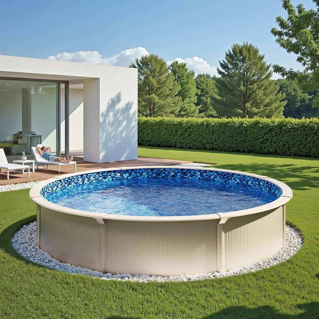 VEVOR 24-ft Round Above Ground Pool Liner  Overlap Pool Liners  Standard Gauge Vinyl  48-to-54inch Wall Height  Designed for Steel Sided Above-Ground Swimming Pools