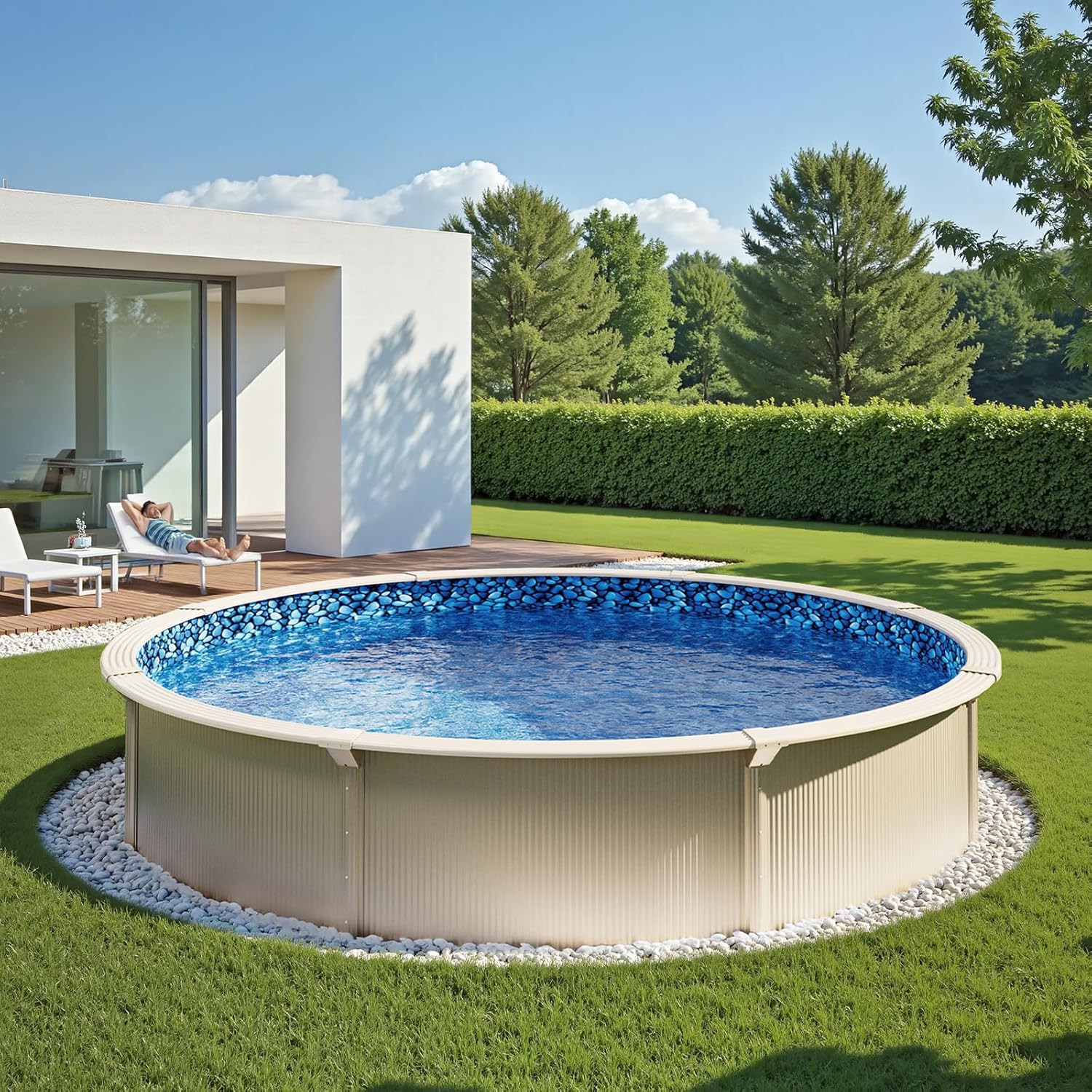 VEVOR 24-ft Round Above Ground Pool Liner  Overlap Pool Liners  Standard Gauge Vinyl  48-to-54inch Wall Height  Designed for Steel Sided Above-Ground Swimming Pools