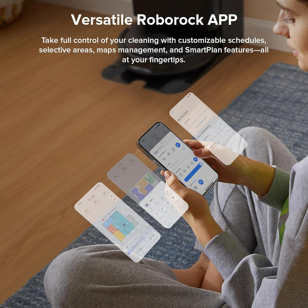 roborock Qrevo Series Robot Vacuum and Mop, 8000Pa Suction, Upgraded from Qrevo S, Anti-Tangle Brushes, Smart Obstacle Avoidance, Auto Mop Washing, All-in-One Dock, 200RPM Spinning Mops, Black(QV 35A)