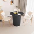 31.5" Black Round Dining Table for 2, Sturdy and Durable Round Wood Dining Table with Fluted Base, Simple Setup Small Kitchen Table for Living Dining Room Office (Black)