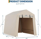6x8 FT Portable Outdoor Storage Shelter Shed with Roll-Up Zippered Door, Heavy-Duty Waterproof and UV-Resistant Carport Tent, Suitable for Storing Motorcycles, Bicycles, Lawn Mower, Tools Khaki