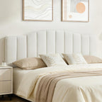 King Size Headboard Only, Upgraded One-Piece Bed Headboards Adjustable Height&Width Upholstered California King Headboard, Modern Vertical Channel Design Lush Velvet Head Board, White