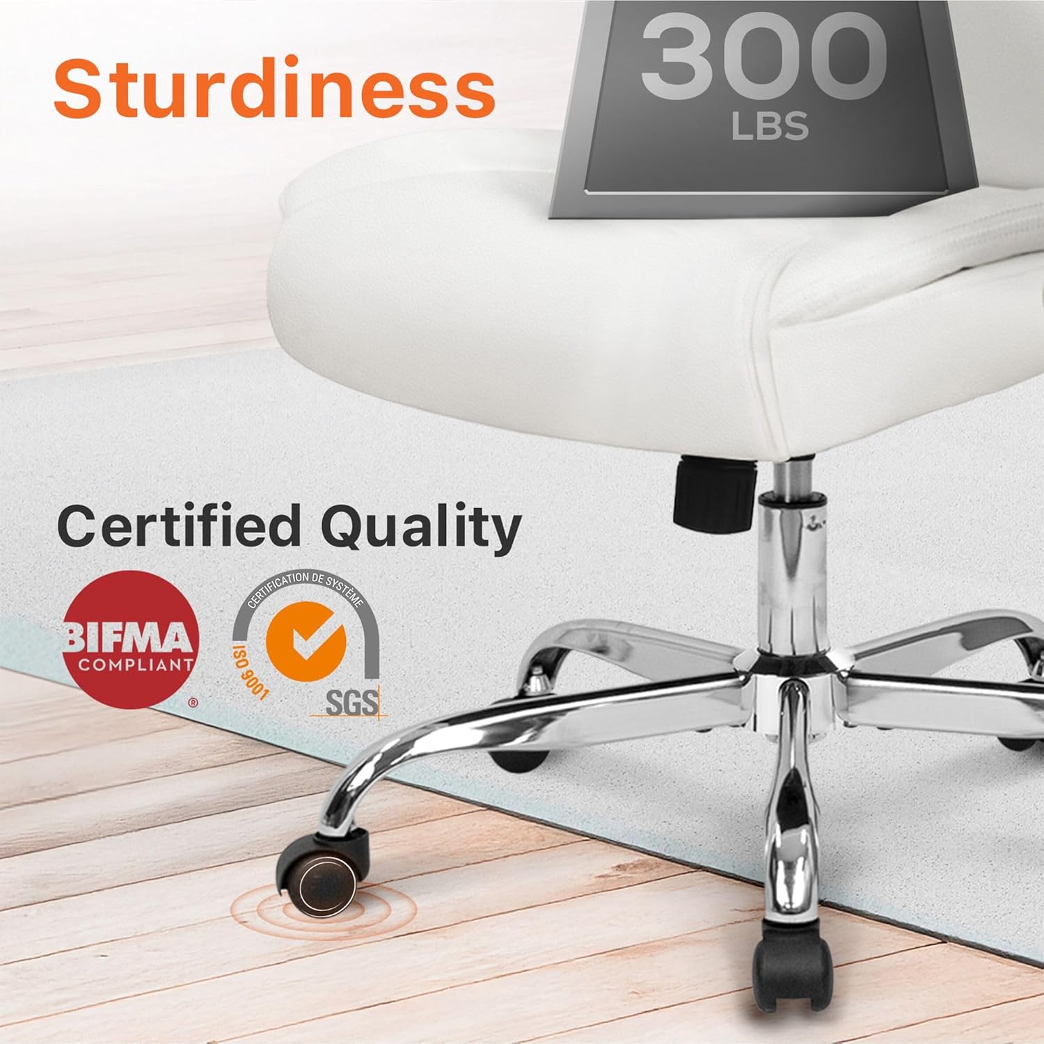 NEO CHAIR Office Desk Gaming Computer Home Chair Ergonomic Executive High Back Support Flip-up Arms Adjustable Height Swivel Rolling Wheels Comfy PU Leather (White)