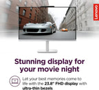 Lenovo IdeaCentre Everyday Tasks 24" Full HD All-in-One Desktop Computer • Office 365 for The Web • Intel 4-Cores • 256GB SSD • 8GB RAM • KB and Mouse • Windows 11