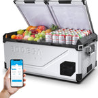 BODEGACOOLER 12 Volt Car Refrigerator, 79 Quart(75L) Portable Freezer Car Fridge Dual Zone With APP Control, -4℉-68℉ Electric Cooler, 12/24V DC and 100-240V AC, for Vehicles,Camping, RV, Outdoor