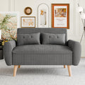 Vongrasig 48" Small Modern Loveseat Sofa, Mid Century Soft Corduroy Fabric 2-Seat Sofa Couch Tufted Love Seat with Back Cushions and Tapered Legs for Living Room, Bedroom and Small Space (Dark Gray)