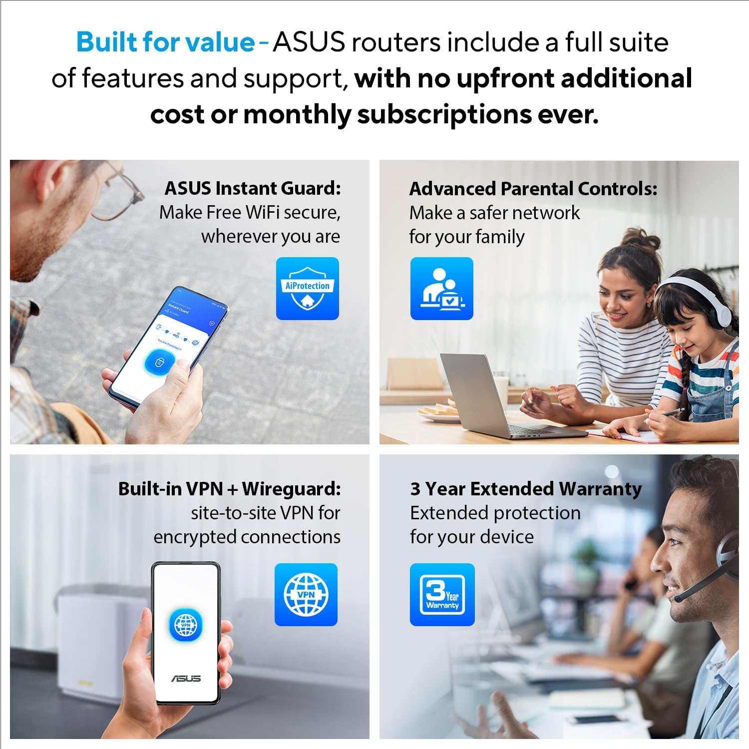 ASUS ZenWiFi BT10 Tri-Band WiFi 7 Mesh  18 Gbps  3000 sq.ft (1pk)  Dual 10G Ports  Security and Parental Controls Included  Smart Home Master SSIDs  4G & 5G Mobile Tethering