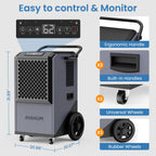 320 Pint Commercial Dehumidifier with Built-in Pump,Industrial Dehumidifier for Basement Warehouse Construction, 9,500 Sq.Ft Large Dehumidifier with Drain Hose, Auto Defrost, Auto Restart