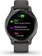 Garmin Venu 2S  Smaller-Sized GPS Smartwatch with Advanced Health Monitoring and Fitness Features  Slate Bezel with Graphite Case and Silicone Band  (010-02429-00) (Renewed)