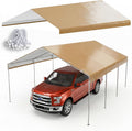 13x20 FT Carport Canopy Replacement Cover, Heavy Duty Car Garage Top Tent Shelter Tarp, Waterproof & UV Protected, Easy Installation with Ball Bungees, Beige (Frame Not Included)