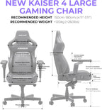 Anda Seat Kaiser 4 Large Gaming Chair for Adults - Ergonomic Black Fabric Gaming Seat with 6D Armrest, Comfortable Office Chair with Lumbar Support, Heavy Duty Wide Computer Seat