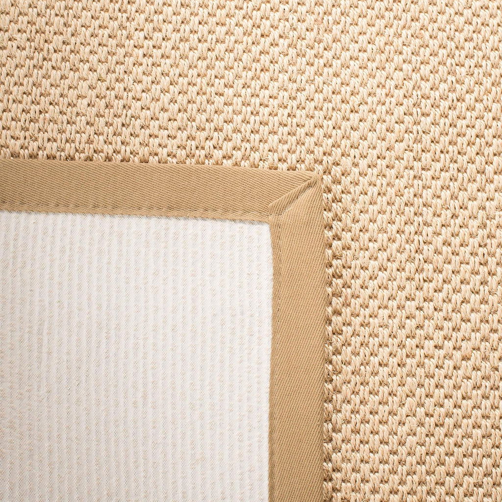 SAFAVIEH Area Rug 9' Square - Natural Fiber Collection - Maize & Linen Color, Sisal, Woven Design with Border (NF141B)