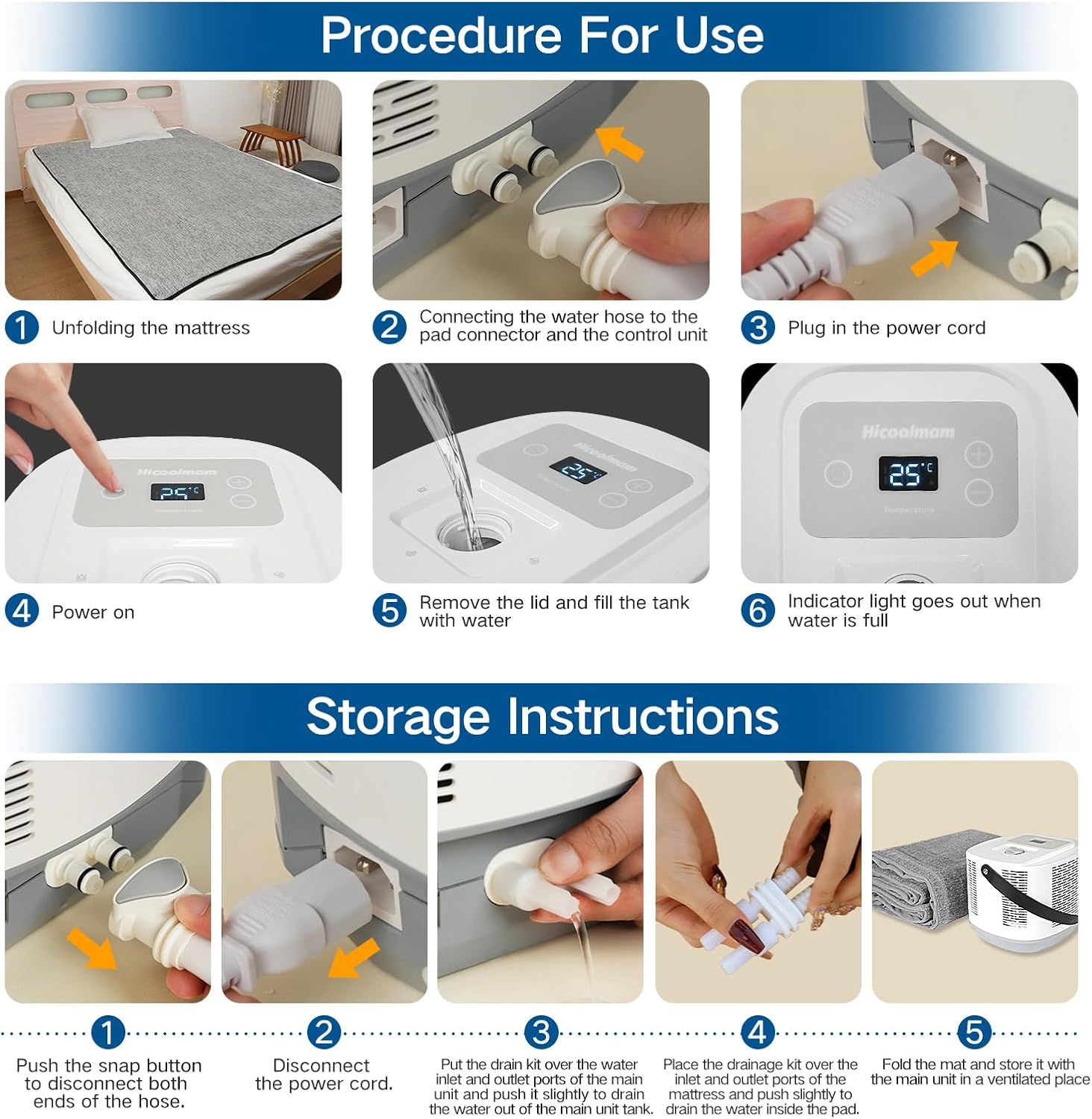 Comfort for Beds,Bed Water Cooling System with Portable Cooling Mattress & Heater(54°F-115°F), Quiet Operation,with Blankets Zone Any Size Bed .for Indoor