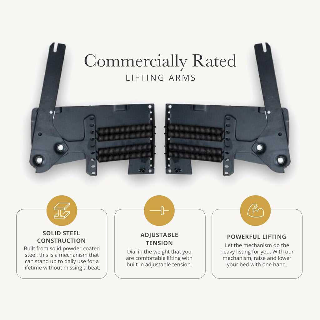 Wilding Wallbeds Murphy Bed Mechanism Hardware Kit (Universal Size Fits King, Queen, Full, & Twin) Spring Lift, Heavy Duty Powder-Coated Steel Vertical Wall Mount, DIY Wallbed, Supports Up to 2,000lbs