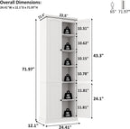 Function Home 72" Kitchen Pantry Cabinet, Tall Wood Storage Cabinet with Doors and Adjustable Shelves, 6-Tier Freestanding Cupboard for Kitchen Dining Room Living Room Bathroom, White
