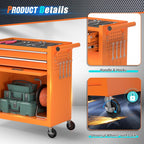 8-Drawer Rolling Tool Chest with Wheels, 2-in-1 Detachable Tool Box with Drawers and Large Cabinet, Rolling Tool Chest Storage Cabinet with Lockable for Warehouse, Garage, Workshop (Orange)