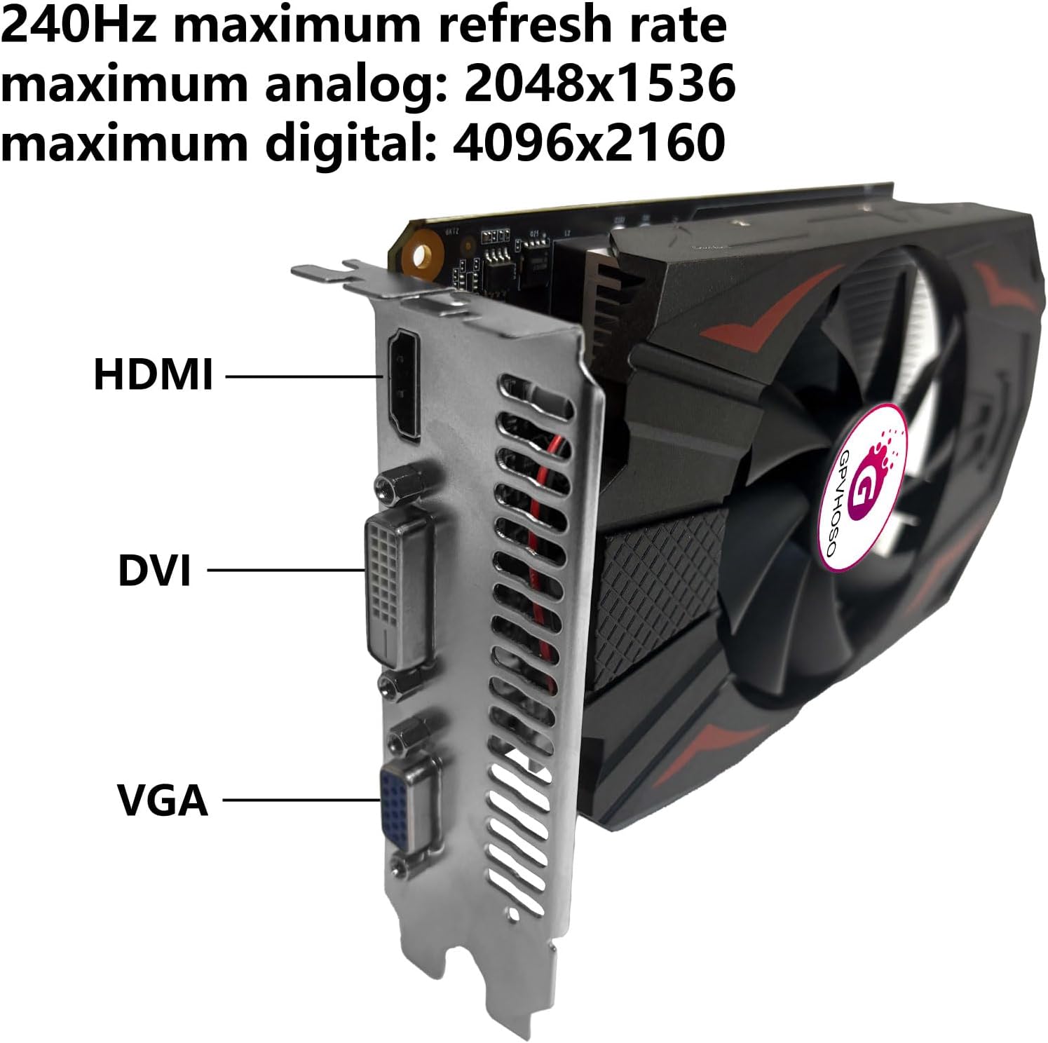 GPVHOSO GTX 750Ti 4GB GDDR5 Graphics Card, 640SP 128bit Direct X12 Computer Video Cards, PCI Express 3.0x16 Interface, VGA, HDMI, DVI-D, Low Power GPU for Working Gaming