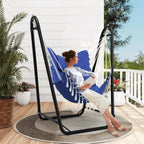Hammock Chair with Stand,Heavy-Duty Hanging Chair with Stand, for Indoor Outdoor,Sturdy Swing Chair Stand Max Load 350 pounds(Hammock Chair Included) (Navy)
